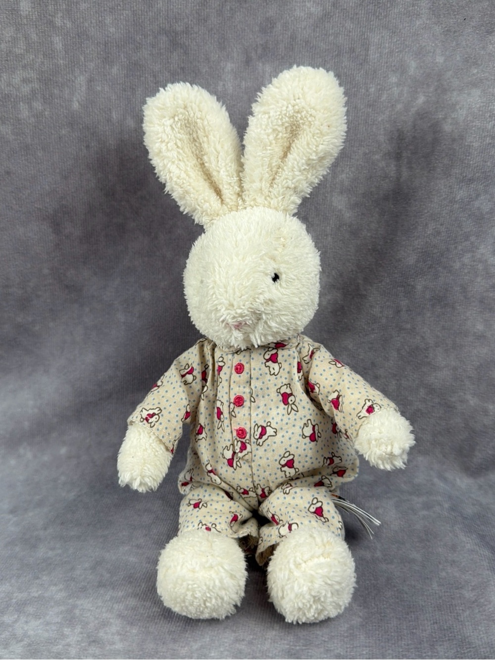 Little Jellycat Bedtime Sleepy Bunny Plush Cream Rabbit Print Pajamas 10”